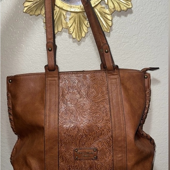 Darcy Marks Brown Embossed Leather Tote Bag - Picture 1 of 6